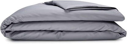 Sleepgram Supima Machine Washable 400 Thread Count Cotton Silver Ion Infused Luxury Zippered Duvet Cover with Travel Bag, King, Grey Stone