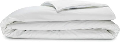 Sleepgram Supima Machine Washable 400 Thread Count Cotton Silver Ion Infused Luxury Zippered Duvet Cover with Travel Bag, King, White