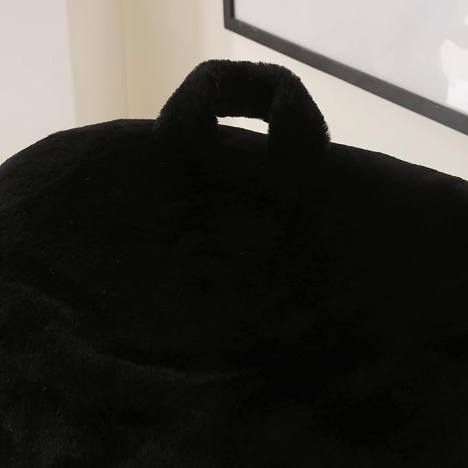 Reading Pillow for Sitting in Bed, Large Backrest Reading Pillow with Arm Rest,Back-Rest Support Cushion for Sit Up on Couch, Sofa, and Floor, Dorm Essentials (Black Faux Fur, Standard(17"))