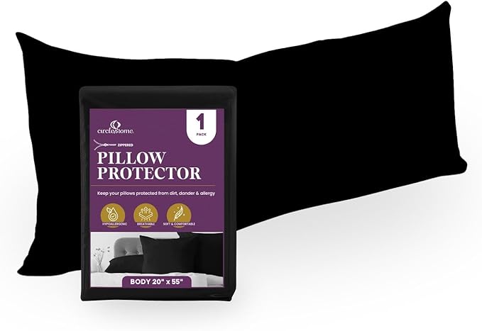 CirclesHome Pillow Protectors Single Pack Body (20 x 55) Zippered - 100% Cotton Breathable Pillowcases - Protects Pillows from Dirt, Dust and Debris (Body- Single Pack - 20x55)