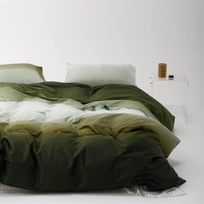 Wellboo Green White Gradient Comforter Sets Twin Army Green and White Bedding Comforters Cotton Modern Olive Green Gradient Soft Quilts Farmhouse Abstract Art Watercolor Comforters Solid Hunter Green