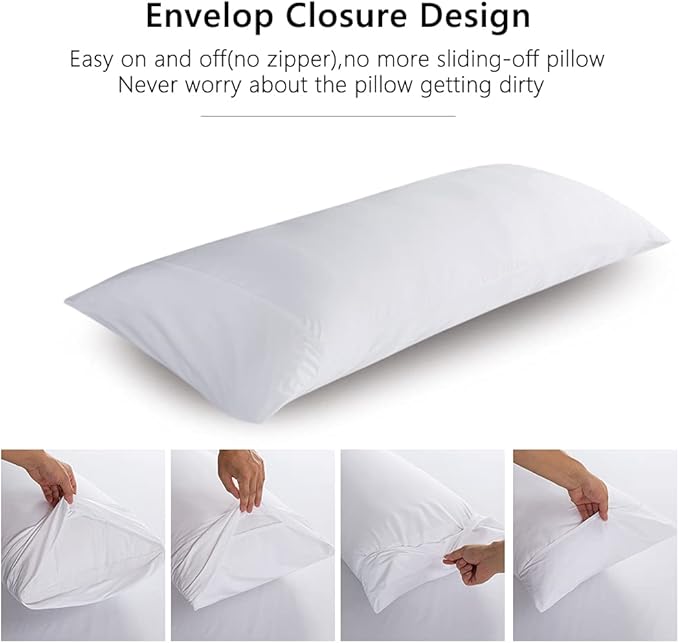 ELNIDO QUEEN Body Pillow with Pillowcase - Soft Long Bed Pillow for Adults - Breathable Full Body Pillow Insert for Sleeping, 20x54inches - White