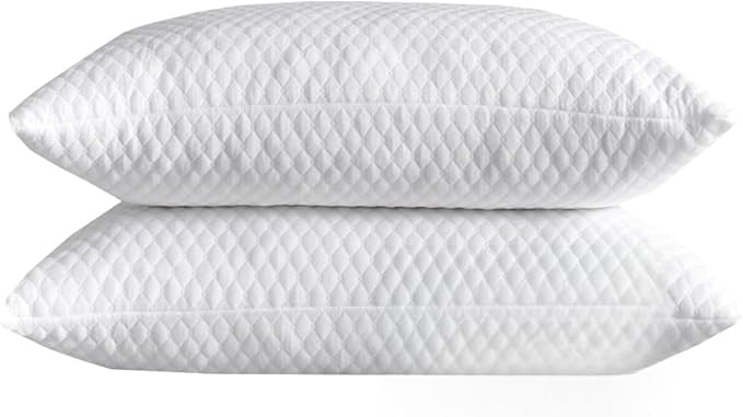 NTCOCO Shredded Memory Foam Bed Pillows for Sleeping Standard Size Set of 2, with Washable Removable Hypoallergenic Sleep Pillow for Back and Side Sleeper
