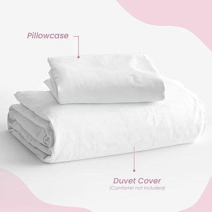 SANDJEST White Duvet Cover Sets Twin Size for Kids Boys Girls, Include 1 Polyester Comforter Cover 68x86 Inches and 1 Pillowcase 20x26 Inches, Comforter Not Included, Gift for Christmas Birthday