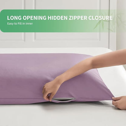 Body Pillowcase, Cooling Viscose from Bamboo Pillow Cover with Zipper Closure, Soft Moisture-Wicking for Hot Sleepers, Hair and Skin-Friendly, Light Purple, 1 Pack