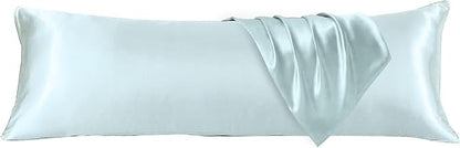 HUXMEYSON Body Pillow with Satin Pillowcase, Body Pillow for Adults, Removable Cover, Ice Blue (20"x54")