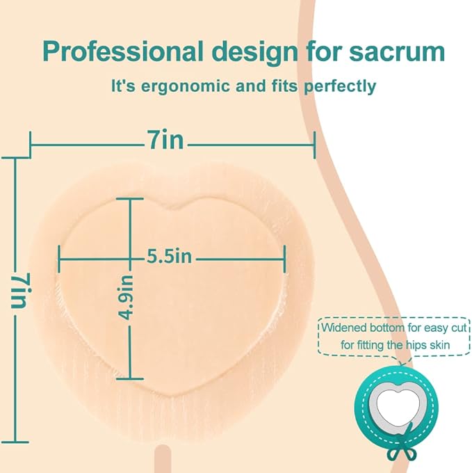 Dimora 10 Pack Wound Dressing Sacrum Foam Bandages Silicone Adhesive Border 7"x7" Waterproof Sacral Pads Absorbent Breathable Bed Sore Pressure Dressing