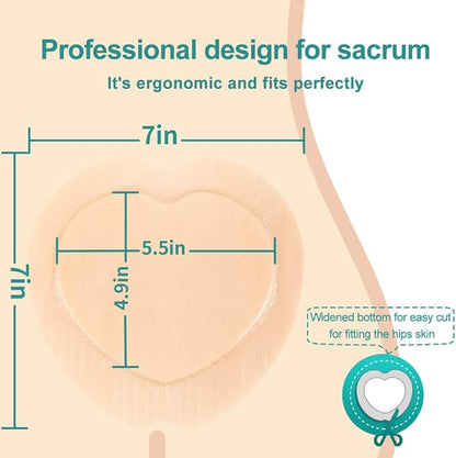 Dimora 10 Pack Wound Dressing Sacrum Foam Bandages Silicone Adhesive Border 7"x7" Waterproof Sacral Pads Absorbent Breathable Bed Sore Pressure Dressing