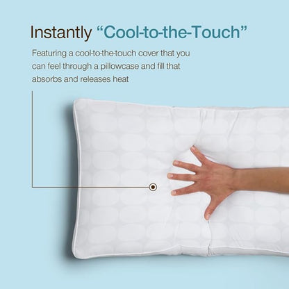 Coop Home Goods Essence Cooling Down Alternative Pillows Set of 2, King Size Adjustable Cooling Pillow for Hot Sleepers, Luxury Cool-to-The-Touch Hotel Pillows for Stomach, Back, or Side Sleepers