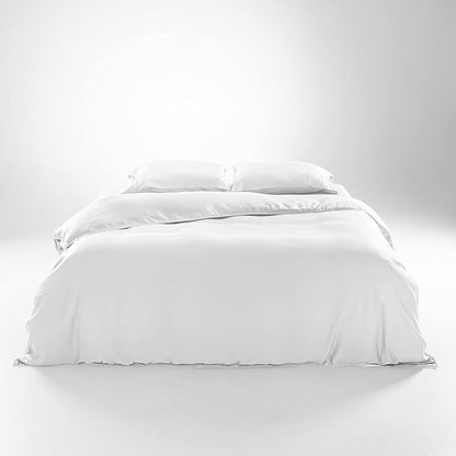 Olive + Crate Tencel Eucalyptus Cooling Duvet Cover Set - Hypoallergenic, Lyocell Tencel Duvet Cover - Temperature Regulating with Hidden Button Closure & Corner Ties - Oversized King [White Snow]