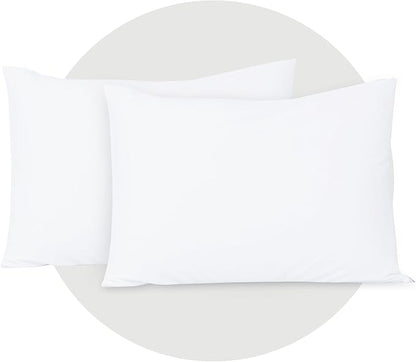 2 Pack Queen Size Terry Pillow Protector, Waterproof Soft Breathable Pillow Cover, Waterproof Microfiber Fully Encased, Durable Zipper Pillow Encasement