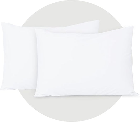 2 Pack Queen Size Terry Pillow Protector, Waterproof Soft Breathable Pillow Cover, Waterproof Microfiber Fully Encased, Durable Zipper Pillow Encasement