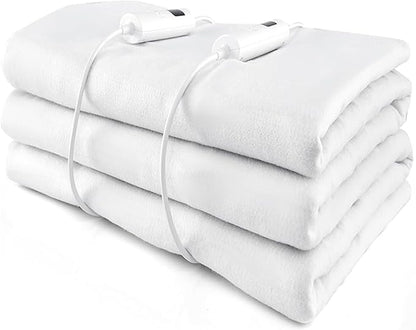 MAT EXPERT Heated Mattress Pad Queen, Machine Washable Electric Mattress Pad w/Dual Controller, 9 Heat Settings & 9H Auto Shut-Off, Overheat Protection, Fit Up to 10”, Bed Warmer, 80” x 60”, White