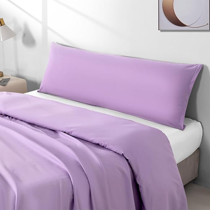 2 Pack Body Pillowcase 20 x 48 Inches Soft Comfortable Not Shrink Microfiber Body Pillow Cover, Purple Body Pillow Cover with Hidden Zipper Closure