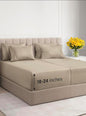 Extra Deep Split King Sheet Set - 7 Piece Breathable & Cooling Sheets - Hotel Luxury Bed Sheets Set - Easy & Secure Fit - Soft, Wrinkle Free & Comfy Sheets Set - Cream Sheet Set w/Extra Deep Pockets