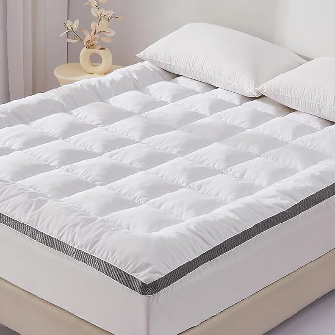 SAPHREAS Queen Size Mattress Topper 3 inch with 8-20 inches Stretchable Pockets, Soft Pillow Top Mattress Pad for Back Pain Relief with Breathable Air Mesh Sides