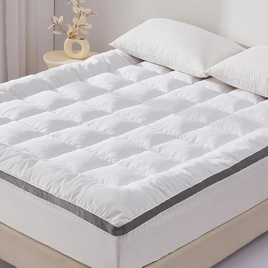 SAPHREAS Queen Size Mattress Topper 3 inch with 8-20 inches Stretchable Pockets, Soft Pillow Top Mattress Pad for Back Pain Relief with Breathable Air Mesh Sides