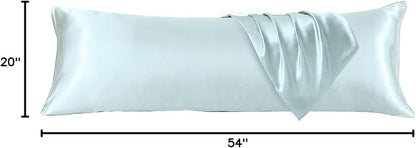 HUXMEYSON Body Pillow with Satin Pillowcase, Body Pillow for Adults, Removable Cover, Ice Blue (20"x54")