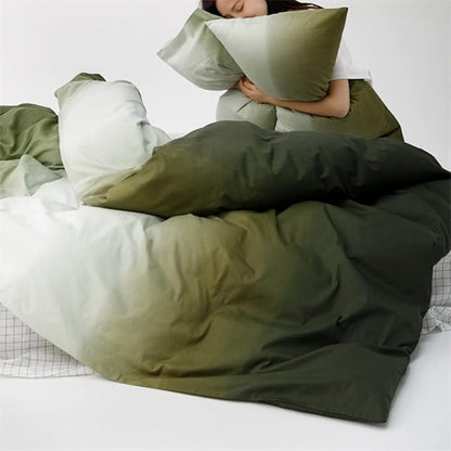 Wellboo Green White Gradient Comforter Sets Twin Army Green and White Bedding Comforters Cotton Modern Olive Green Gradient Soft Quilts Farmhouse Abstract Art Watercolor Comforters Solid Hunter Green