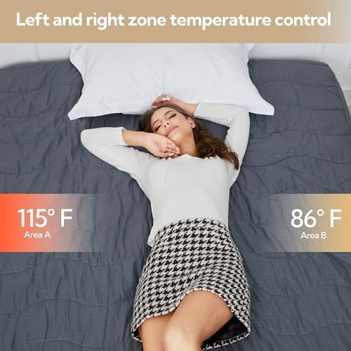 SUNNY HEAT Electric Mattress Pad Twin Size 39"x75", 4 Heating Levels & 10 Hour Auto Shut Off, Elastic Deep Pocket, Warm and Soft Comfort Fabric, Machine Washable, Grey