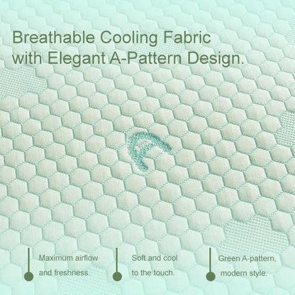 ACCURATEX Cooling Memory Foam Pillows for Sleeping King Size Set of 2, Adjustable Fluffy Pillows with Removable Cover, Cool Bed Pillow for Side Back Stomach Sleepers, Machine Washable, Green