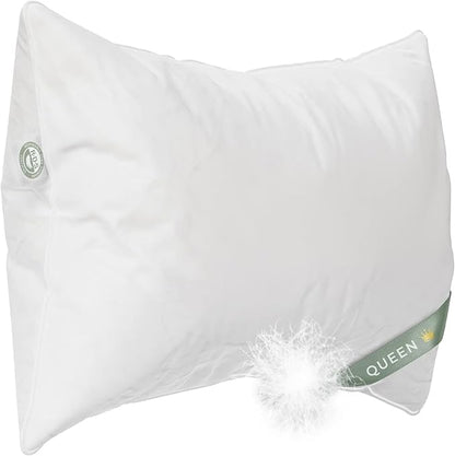 Queen Size Pillow, European Goose Down 800FP - Soft Luxury Hotel Pillow for a Luxury Bed