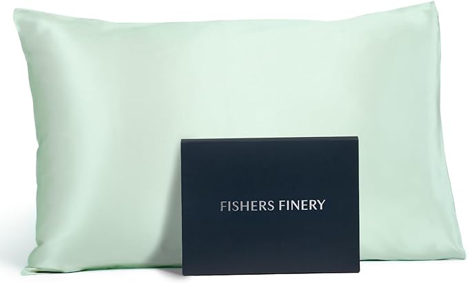 Fishers Finery 25mm 100% Pure Mulberry Silk Pillowcase (Light Green Queen)