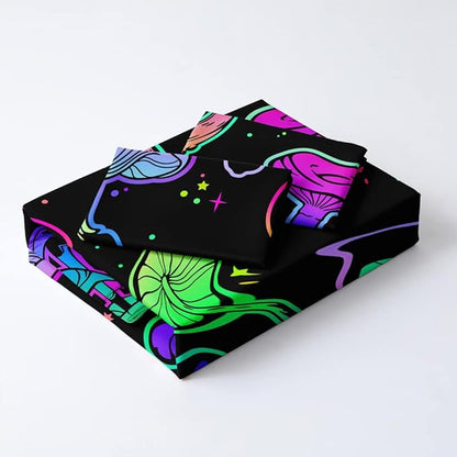 Mushroom Duvet Cover Twin Trippy Comforter Cover Aesthetic Bedding Set Colorful Bed Set Spring Mushroom Bedroom Decor