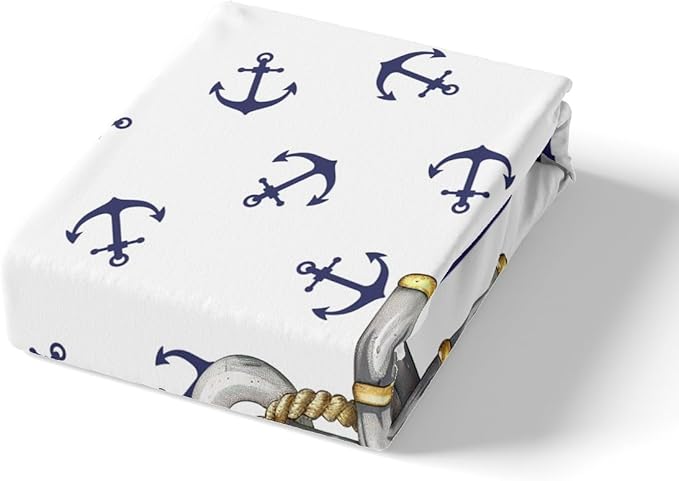Anchor Duvet Cover Set King Size, Blue Ocean Navigation Theme Print Comforter Cover for Adult Couple Bedroom Present, Dark Blue and White Stripes Decorative Bedding Set with 2 Pillowcases