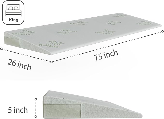 Mattress Wedge for Acid Reflux,Extra Wide Wedge Pillow Inclined,Mattress Elevator&Lifter,Wedge Pillow for Headboard for Relief from Reflux,Post Surgery,Snoring (5" Height, King)
