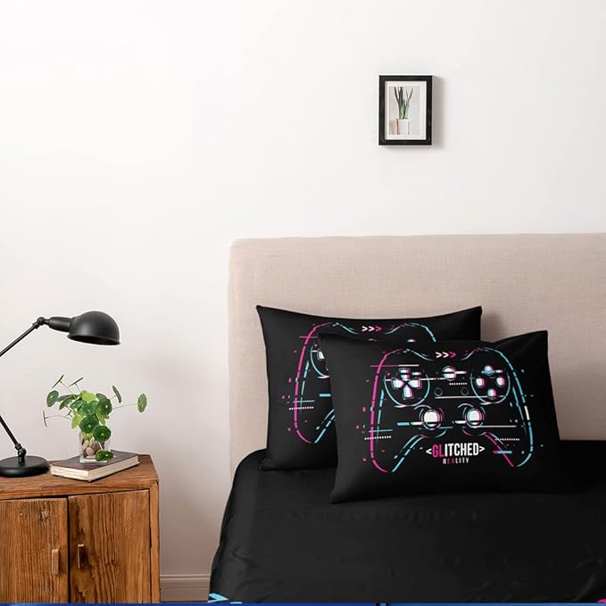 3D Print Gamepad Duvet Cover Set Gaming Comforter Covers and Pillowcases King Size Black Color Bed Set Gamer Beddings Boy Kid Bedroom Decorations