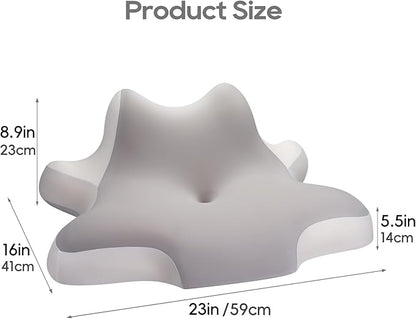 Reading Pillow for Lying, Leaning and Prone, Contour Memory Foam Pillow, Ergonomic Cervical Pillow for Neck and Shoulder Pain Relief, Bed Wedge Pillow Grey
