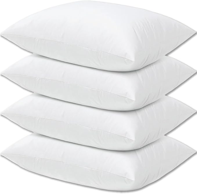 Bed Pillows Standard Size Set of 4 Medium Support Pillow for Stomach Side Back Sleeper Basic Soft Down Alternative White 20x26 inches