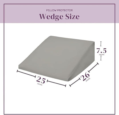 CirclesHome Wedge Pillow Cover 100% Cotton, Zippered Wedge Pillow Case Protector, Soft, Hypoallergenic & Breathable -, Light Grey, (25Wx26Lx7.5)
