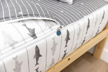 Beddy's Great White Shark Theme Boys Durable Zipper Bedding for Kids, Bed in a Bag for Kids, White & Gray Sheets & Comforter, Includes Pillowcase & Pillow Sham, Easy to Make & Wash