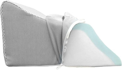 Lounge Doctor Elevating Leg Rest Wedge Pillow with Memory Foam, Light Blue, Large, Wide