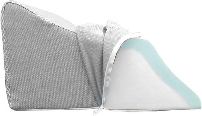Lounge Doctor Elevating Leg Rest Wedge Pillow with Memory Foam, Heather Grey, Small, Wide