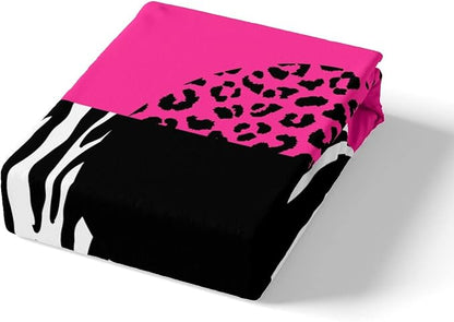 Leopard Zebra Girls Duvet Cover Full Size Pink Leopard Heart Bedding Sets Women Teens Bedroom Decor Wild Animals Fur Abstract Comforter Cover Modern Patchwork Quilt Cover 3Pcs with 2 Pillowcases