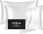 Silk Pillowcase 2 Pack, Natural Mulberry Silk Pillow Cases, Anti Acne Silk Pillowcase for Hair and Skin, King Size Silk Satin Pillowcase Set of 2 with Hidden Zipper, Gifts for Women Men, White