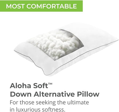 Cariloha Aloha Soft Down Alternative Pillow | White | King | 38" x 20" | 100% Down Alternative Fill with 100% Viscose Cover