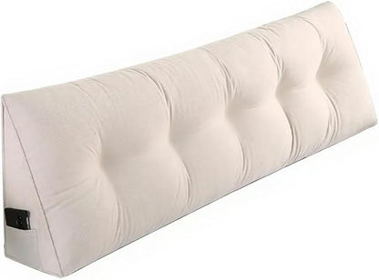 King Triangle Bed Wedge Pillow for headboard Gap Triangular Reading Pillows for Sitting in Bed Adult Wedge headboard Pillow, Beige