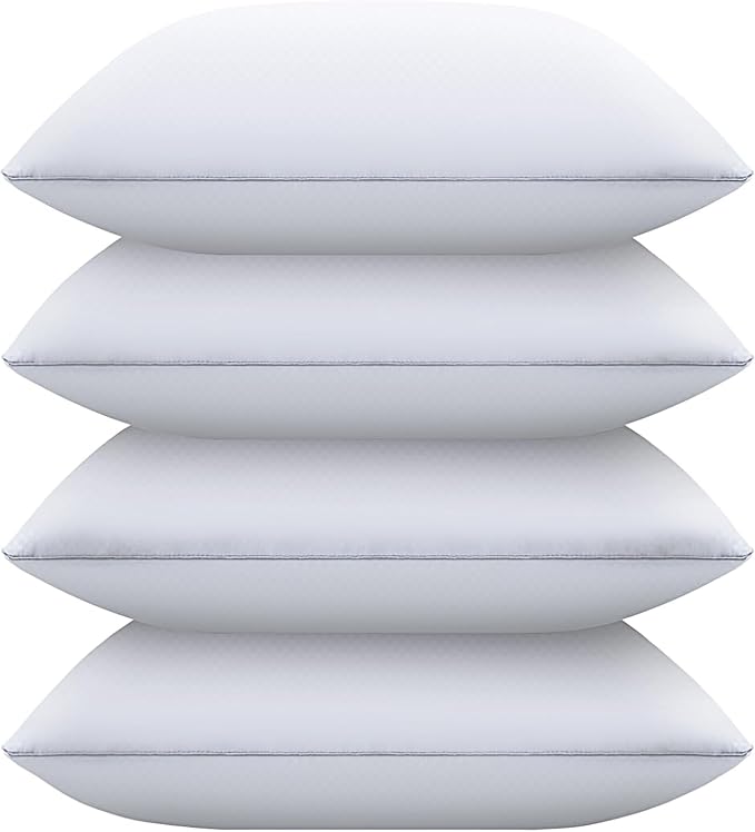 Bed Pillows for Sleeping Queen Size Set of 4, Down Alternative Filling, Fluff by Patting Pillows for Back, Stomach or Side Sleepers