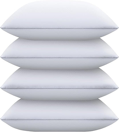 Bed Pillows for Sleeping King Size Set of 4, Down Alternative Filling, Fluff by Patting Pillows for Back, Stomach or Side Sleepers