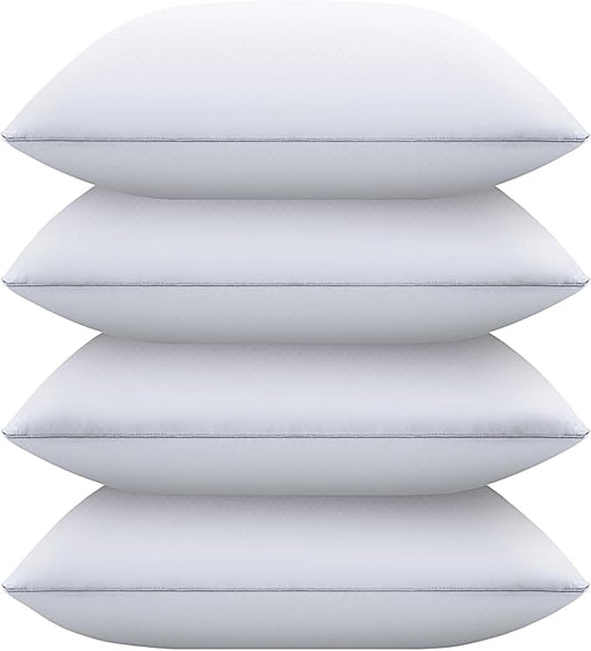 Bed Pillows for Sleeping King Size Set of 4, Down Alternative Filling, Fluff by Patting Pillows for Back, Stomach or Side Sleepers