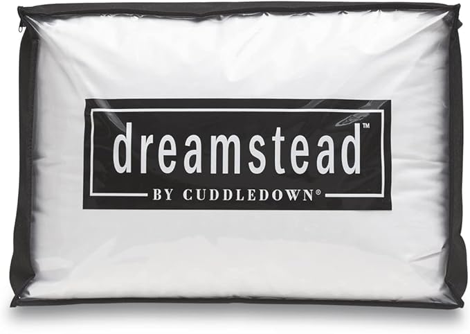 Cuddledown Dreamstead 700 Fill Power Pillow | European White Goose Down | 100% Cotton Shell, Windowpane Weave | Hypoallergenic | Handcrafted | Oeko-TEX & RDS Certified | 20" x 30" | Queen | Firm