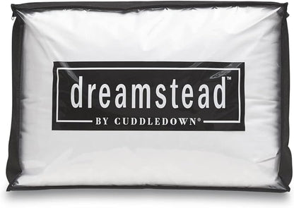 Cuddledown Dreamstead 700 Fill Power Pillow | European White Goose Down | 100% Cotton Shell, Windowpane Weave | Hypoallergenic | Handcrafted | Oeko-TEX & RDS Certified | 20" x 26" | Standard | Medium