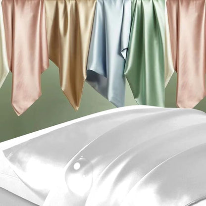 Silk Pillow Cases 2 Pack, Mulberry Silk Pillowcases Standard Set of 2, Health, Smooth, Anti Acne, Beauty Sleep, Both Sides Natural Silk Satin Pillow Cases for Women 2 Pack with Zipper for Gift,White