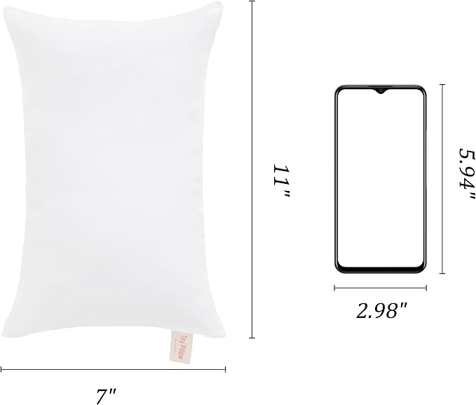 BEDSUM 2 Pack Tiny Pillows, 11"x7" Microfiber Mini Pillow for Travel, Pets, Soft and Machine Washable Small Pillows for Neck, Wrist, and Knee Comfort, White