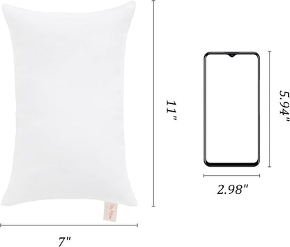 BEDSUM 2 Pack Tiny Pillows, 11"x7" Microfiber Mini Pillow for Travel, Pets, Soft and Machine Washable Small Pillows for Neck, Wrist, and Knee Comfort, White
