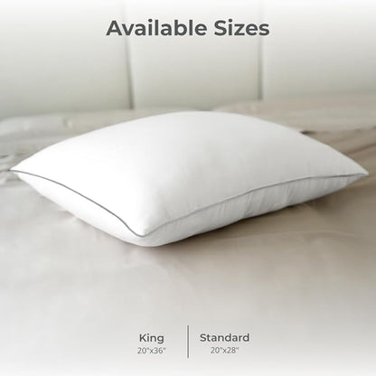 Cariloha Aloha Soft Down Alternative Pillow | White | King | 38" x 20" | 100% Down Alternative Fill with 100% Viscose Cover